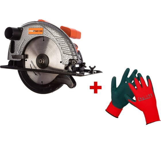 Изображение товара Пила циркулярная СПЕЦ БЦП-1300, 1550Вт, диск 185мм, 5000об/мин, картонная упаковка + перчатки Спец СПЕЦ-3322/ВС-136-0272