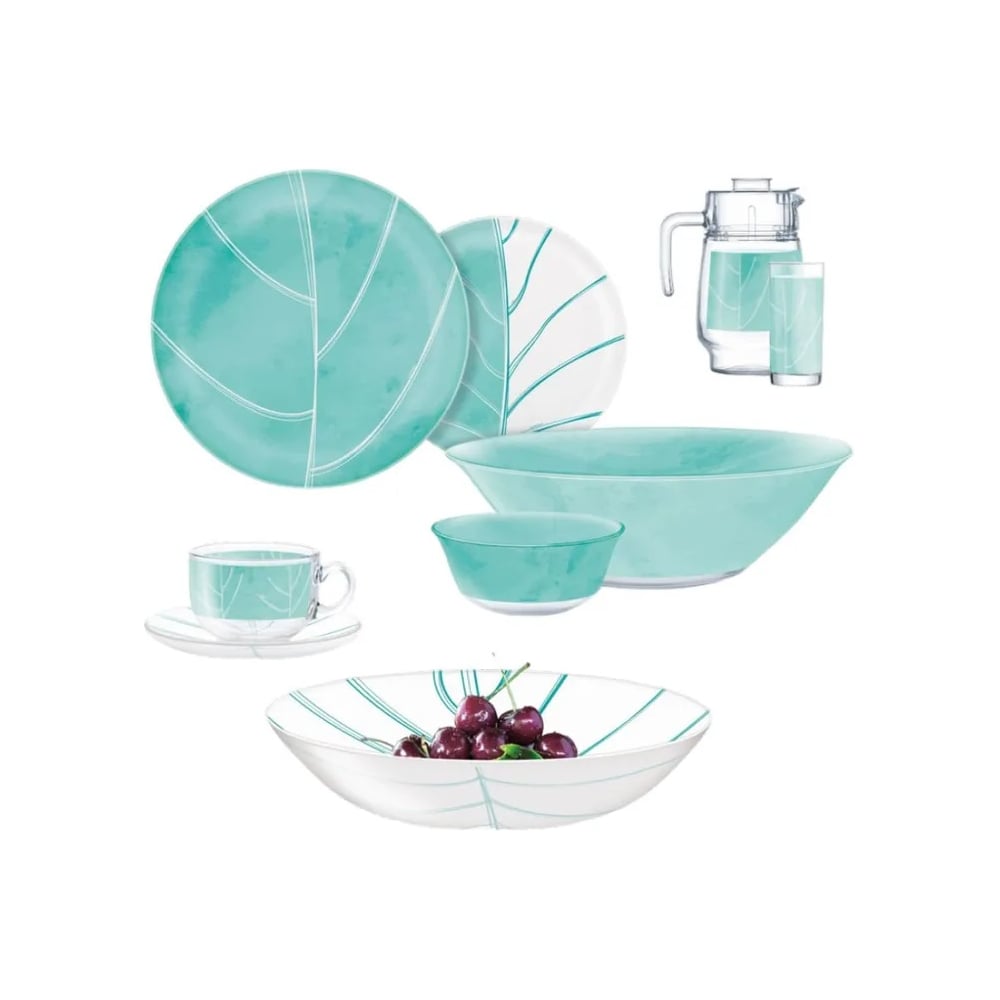 Изображение товара Столовый стеклянный набор LUMINARC ALARICIA 44 предмета голубой с узором