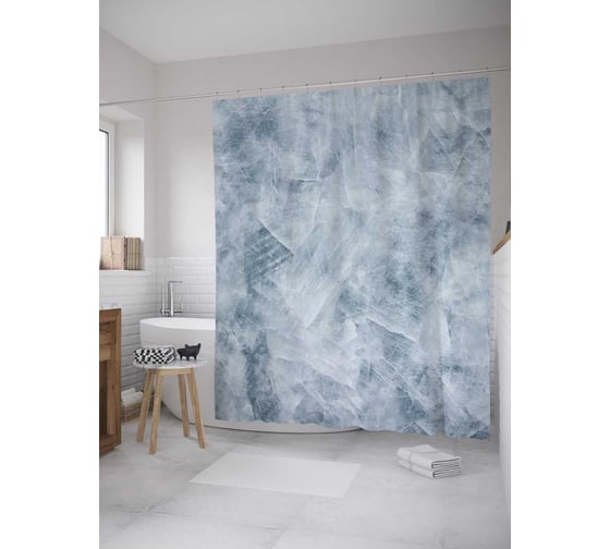 Изображение товара Штора (занавеска) для ванной JoyArty "Легкая изморозь" из сатена, 180х200 см с крючками, sc_33970