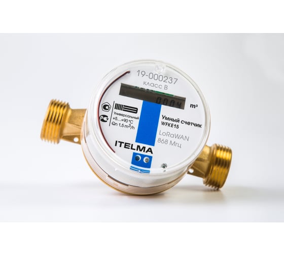 Изображение товара Счетчик холодной воды ITELMA (Ду=15мм, L=80мм, Qном=1,5 м3/ч, с накладным модулем LoRaWAN) WFK25.D080-3-B-L-LW1-IP54