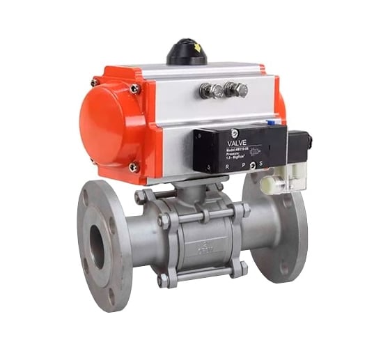 Изображение товара Шаровой кран DN.ru КШФПТ-ISO.316.180 Ду40 Ру40 с пневмоприводом, пневмораспределителем D160-21817