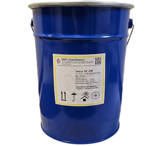 Изображение товара Эмаль Спецэмаль ООО ХС-558 пищевая, белая, вес нетто 20 кг 4687205771179