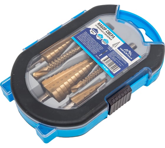 Изображение товара Набор сверл ступенчатых и фрезерных 4-12 мм, 4-20 мм, 4-32 мм, 3/6/8 мм vertextools 4-12-368