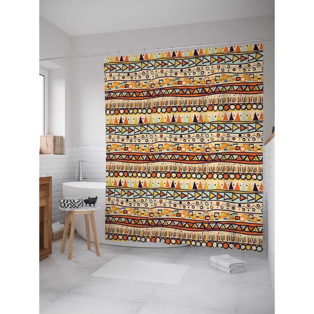 Изображение товара Штора для ванной JoyArty Этническое полотно 180x200 см из сатена с крючками