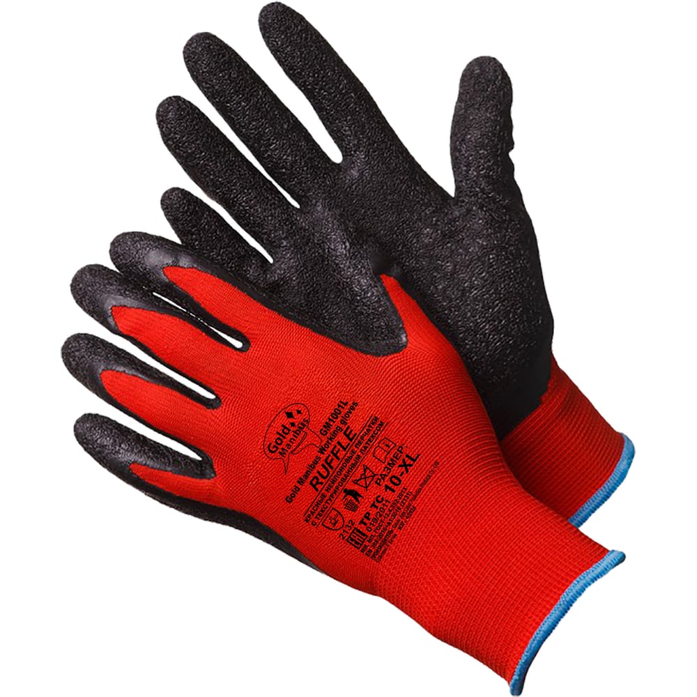 Изображение товара Нейлоновые перчатки Gold Manibus GM1001L- 9 Ruffle красные с текстурированным латексом.9 (L) 12/240 GM1001L-9 Изображение товара Нейлоновые перчатки Gold Manibus GM1001L- 9 Ruffle красные с текстурированным латексом.9 (L) 12/240 GM1001L-9