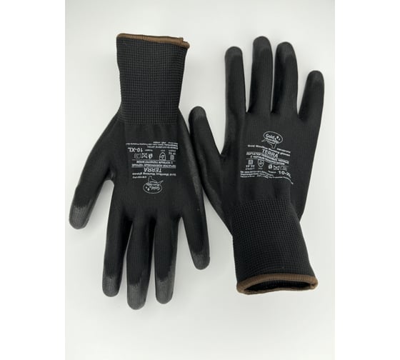 Изображение товара Нейлоновые перчатки Gold Manibus GM1001PU-black- 9 Terra черные с полиуретановым покрытием р.9 (L) 12/240 GM1001PU-black-9