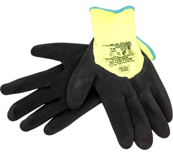 Изображение товара Нейлоновые перчатки Gold Manibus GM1011L- 9 Mollis Plus с покрытием 3/4 вспененным латексом р.9 (L) GM1011L-9