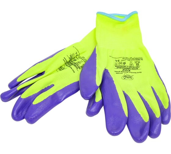 Изображение товара Нейлоновые перчатки Gold Manibus GM1002N- 9 XiViz с нитриловым покрытием р.9 (L) 12/240 GM1002N-9