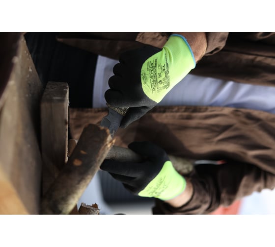 Изображение товара Нейлоновые перчатки Gold Manibus Mollis Plus с покрытием 3/4 вспененным латексом р.10 (XL) GM1011L-10