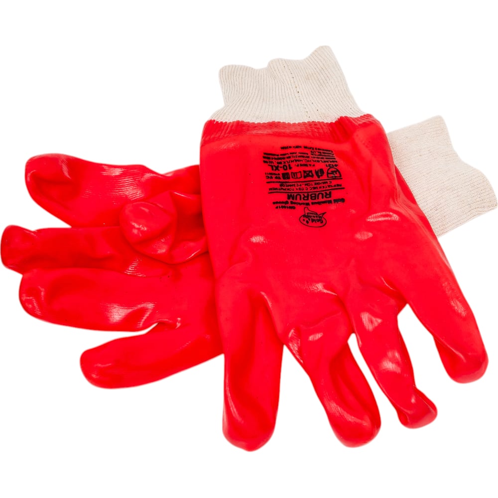 Изображение товара Перчатки МБС Gold Manibus Rubrum с ПВХ покрытием и манжетом-резинкой XL