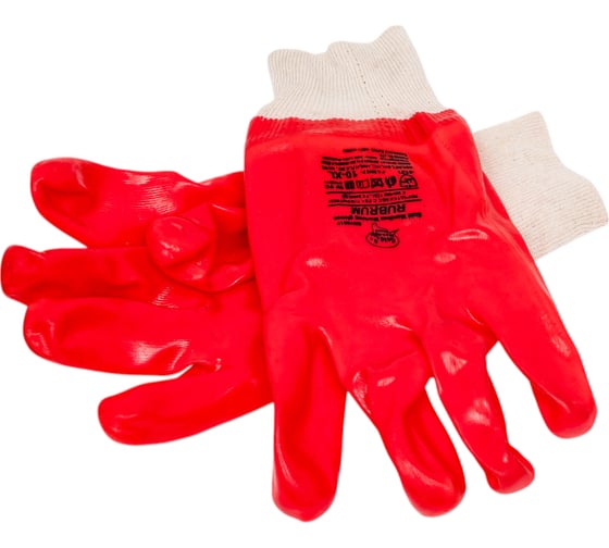 Изображение товара Перчатки МБС Gold Manibus Rubrum с ПВХ покрытием с манжетом-резинкой р.10 (XL) GM1001P-10