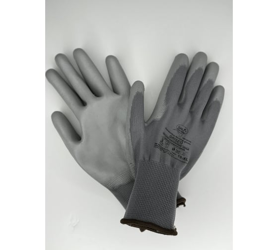 Изображение товара Нейлоновые перчатки Gold Manibus Griseo серые с полиуритановым покрытием р.10 (XL) 12/240 GM1001PU-grey-10