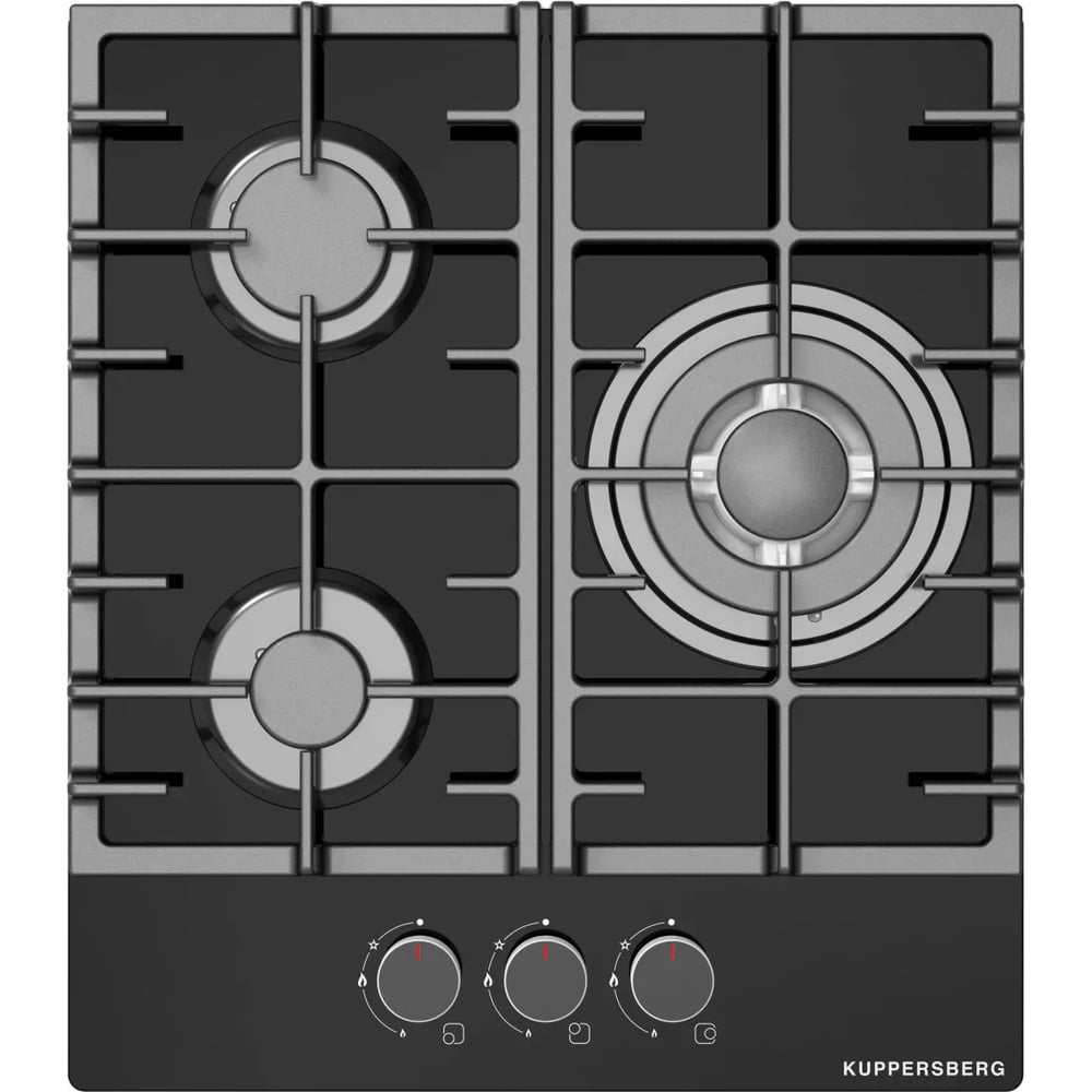 Изображение товара Газовая варочная панель KUPPERSBERG FG 46 B 8619 три конфорки стекло черный стиль модерн