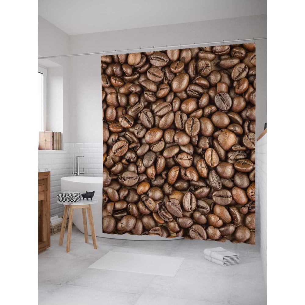 Изображение товара Штора для ванной JoyArty Кофейные зерна 180х200 см из сатена