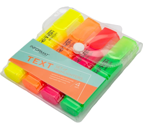 Изображение товара Набор текстовых маркеров INFORMAT FLASH 1-4 мм, ассорти, скошенный, 4 цвета FMSH01-4
