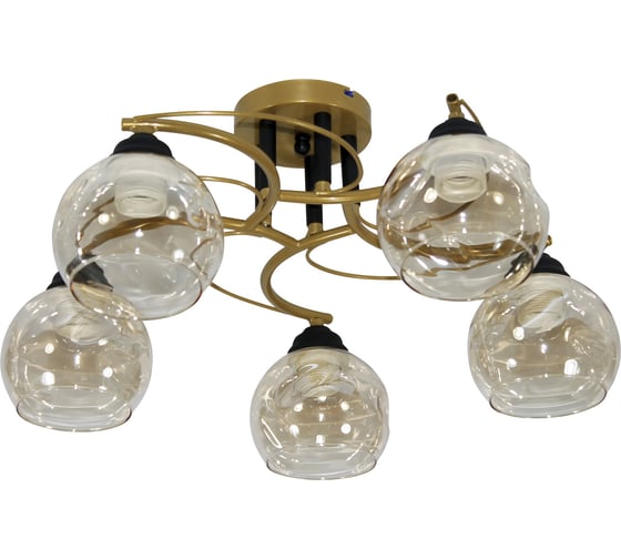 Изображение товара Светильник потолочный ЭЛЕТЕХ "Лия" 151 золото черный (Плафон 8425) НПБ 01-5x60-128 Е27 _ИМ_  1005405439