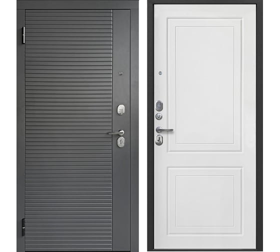 Изображение товара Дверь DIVA Foreman Ф-3 2МДФ 78 мм 2050x960 Левая Сатин графит - Эмалит белый УТ-00083793