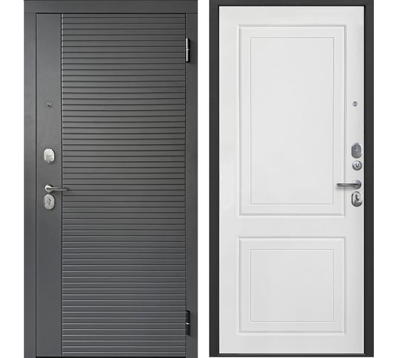 Изображение товара Дверь DIVA Foreman Ф-3 2МДФ 78мм 2050x960 Правая Сатин графит - Эмалит белый УТ-00083794