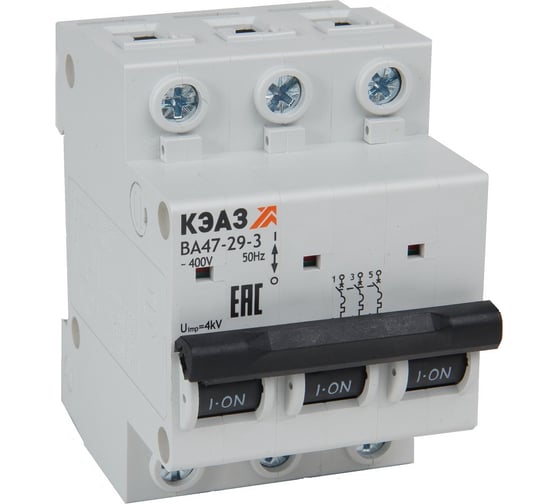 Изображение товара Выключатель автоматический модульный КЭАЗ ВА47-29-3C1-УХЛ3 (4,5кА)-КЭАЗ 4 шт 318287