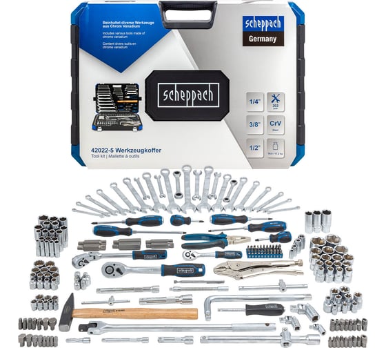 Изображение товара Набор инструментов Scheppach 202 предмета 1/4 3/8 1/2 Sch-42022-5(60807)