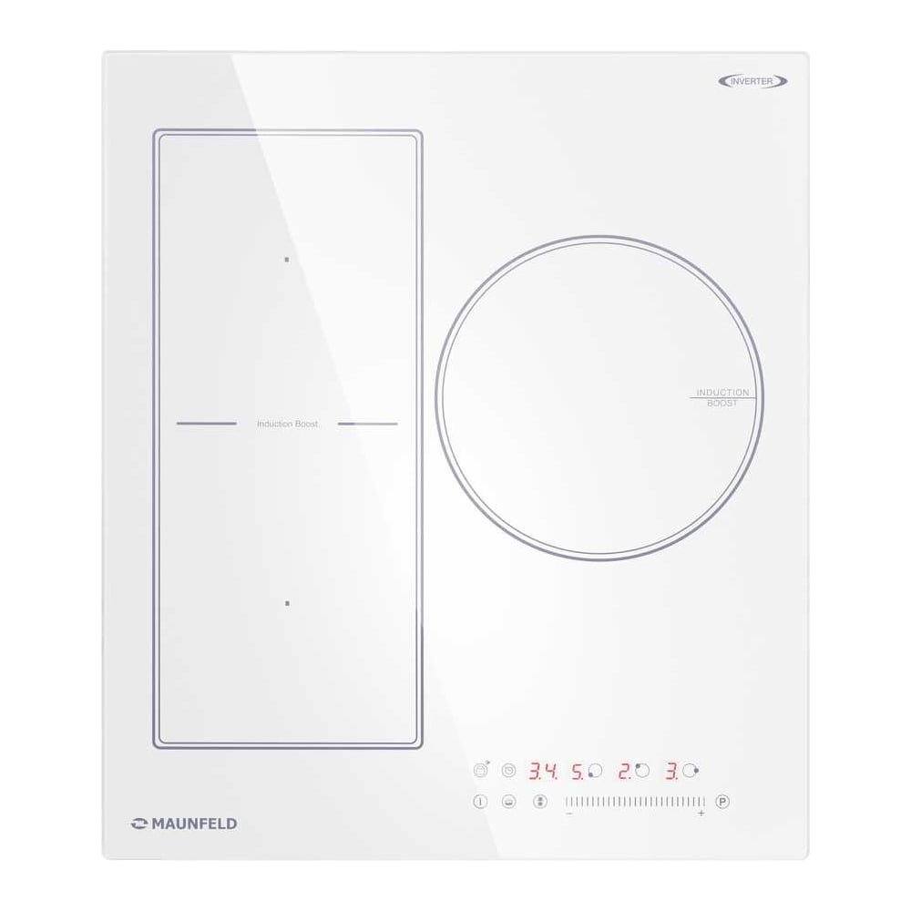 Изображение товара Индукционная варочная панель MAUNFELD CVI453SBWH Inverter 3 конфорки стеклокерамика