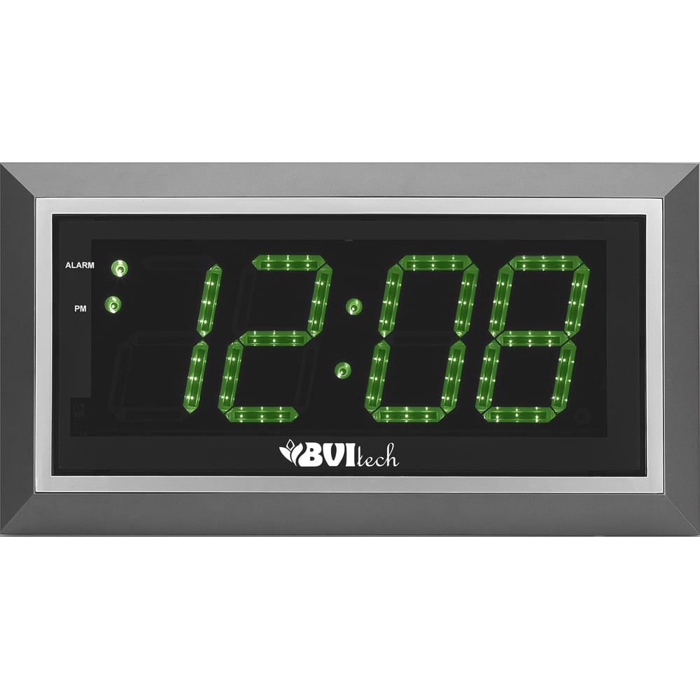 Изображение товара Настенные электронные часы BVItech BV-11GSL серебряные черные стильные