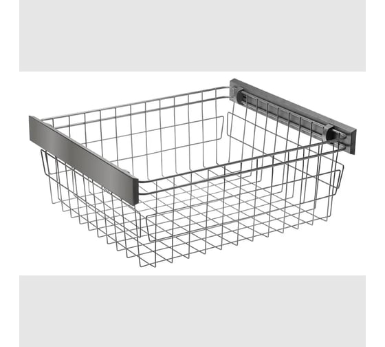Изображение товара Выдвижная корзина для белья в шкаф GTV 800 мм, шариковые направляющие с доводчиком, графит W-WKO80-LGX-60-K