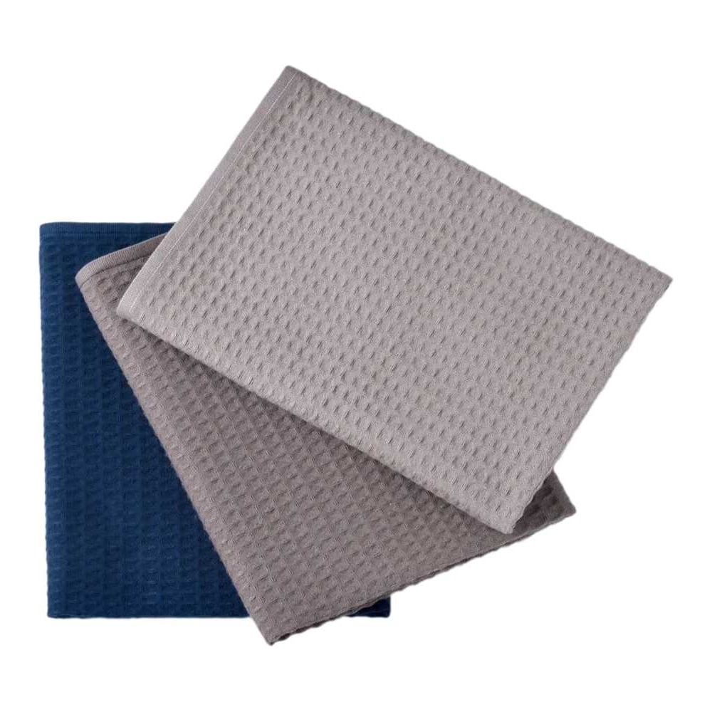 Изображение товара Набор вафельных полотенец Guten Morgen Diana Лавиния 3 шт 48x70 см темно-синий серый