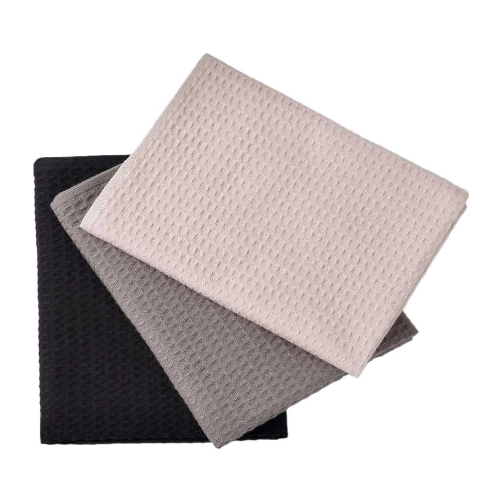 Изображение товара Полотенца вафельные Guten Morgen Diana, Лавиния, Черный/Темно-серый/Грейж 48x70 см, 3 шт. НПВDЛ-ЧТсГ-48-70-3