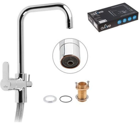 Изображение товара Смеситель для кухни ECONOCE латунь, картридж D35, с краном для питьевой воды A-51590