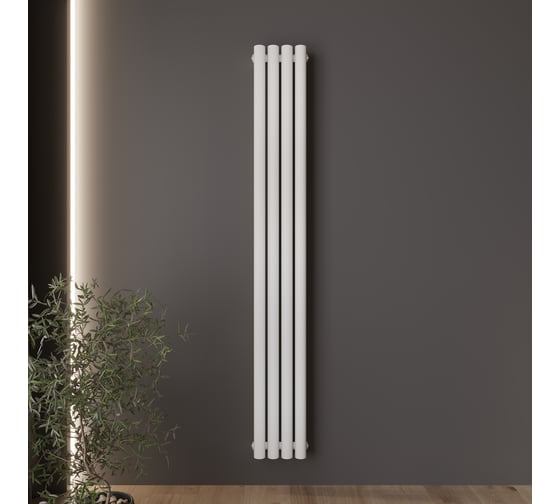 Изображение товара Радиатор Faberg Steelion 1 трубный, 50 мм диаметр, подключение - нижнее-правое, 4 секции, высота - 1800 мм, цвет - RAL9016 FB.702.1.1800.4.9016