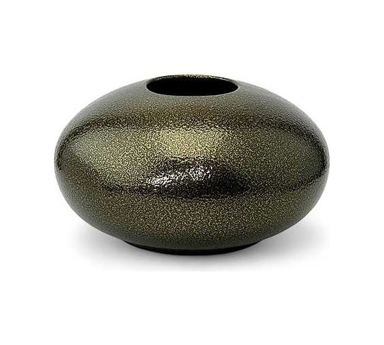Изображение товара Ваза Сады Аурики V54 Глянец керамика, эллипс, черная/золото, диаметр 18 см, высота 10 см 072337