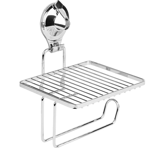 Изображение товара Держатель туалетной бумаги с полочкой на присоске (Air-lock) SAKURA UI-3003 190x130x150 мм, хром 037099