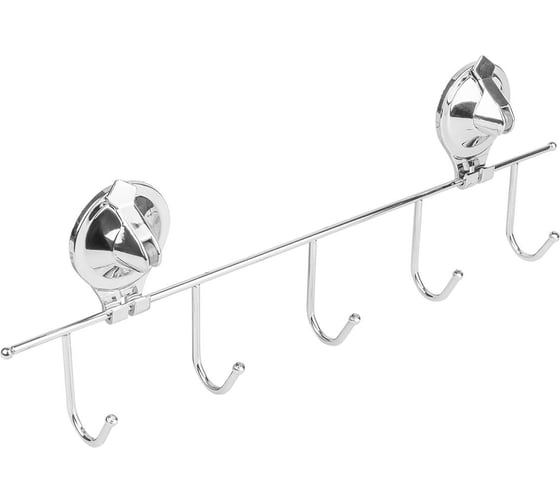 Изображение товара Крючок на планке 5 шт на присоске (Air-lock) SAKURA UI-1004 80x40x400 мм, хром 037103