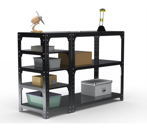 Изображение товара Стол-верстак ООО Металекс KIT 950х1500х400 мм, с боковыми полками, черный 205455