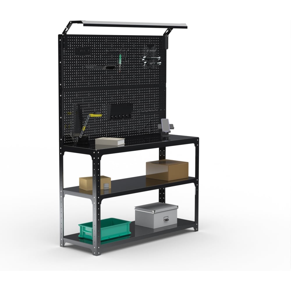 Изображение товара Стол-верстак ООО Металекс KIT 950x1300x600 мм с полками и освещением