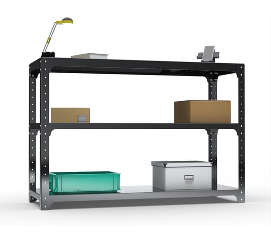 Изображение товара Стол-верстак ООО Металекс KIT 950х1000х400 мм, две полки, черный 205423