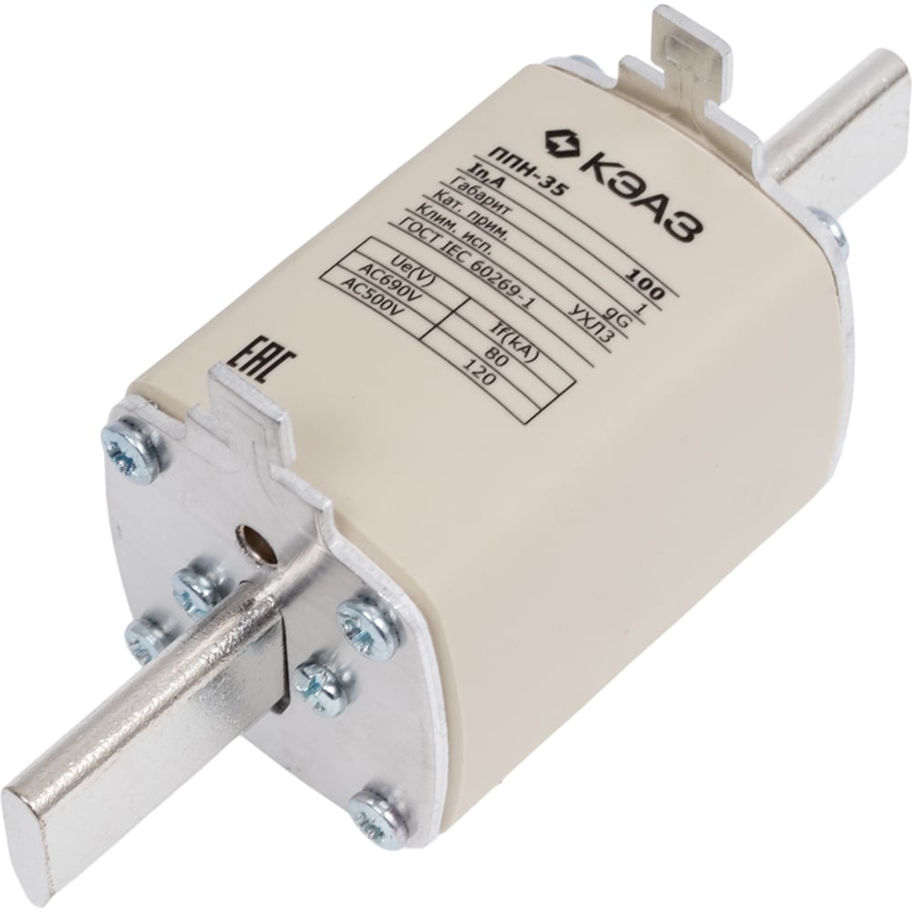 Изображение товара Вставка плавкая КЭАЗ ППН-35-X3-1-100А-УХЛ3 3 шт 111372