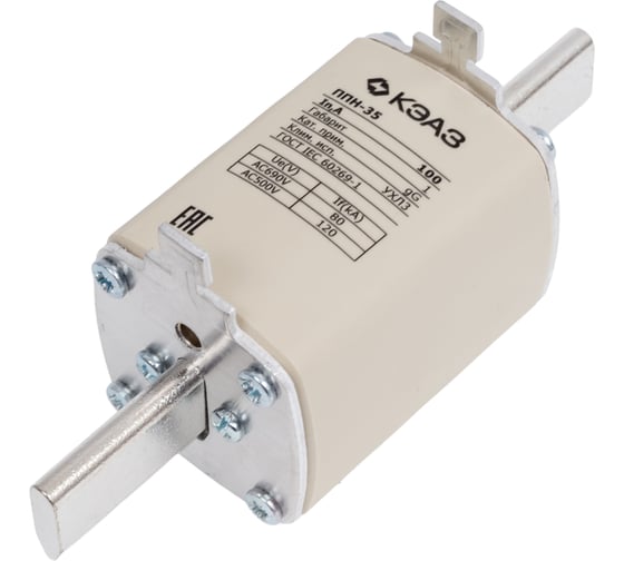 Изображение товара Вставка плавкая КЭАЗ ППН-35-X3-1-100А-УХЛ3- 3шт 111372