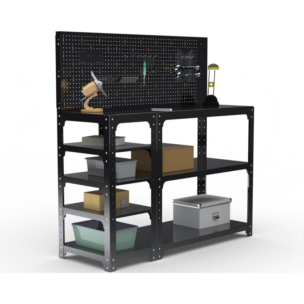 Изображение товара Стол-верстак ООО Металекс KIT 950х1200х400 мм с боковыми полками и аксессуарами