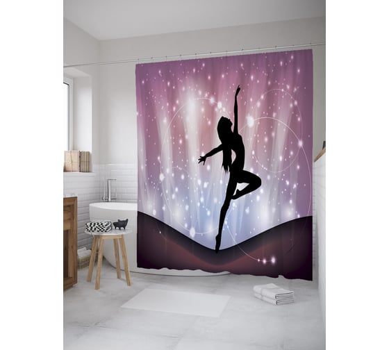Изображение товара Штора (занавеска) для ванной JoyArty "Танцовщица" из сатена, 180х200 см с крючками, sc_60704