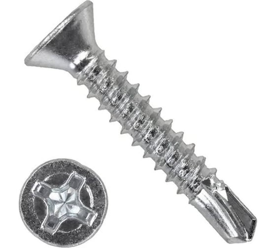 Изображение товара Саморез Квадра DIN 7504 N 4.2 x 25 цинк, yпаковка 20 шт., потай, шлиц PH2, сверло 604202500020