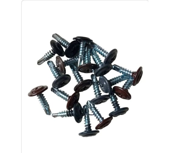 Изображение товара Саморез крашеный с пресс-шайбой Квадра со сверлом 4.2 x 16 RAL 7024, упаковка 20 шт. 702416220812