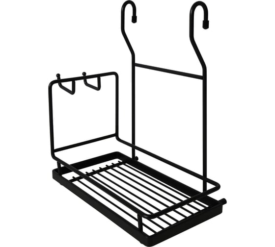 Изображение товара Полка одинарная с крючками MF QCWJ221-3 ALBA 271х262х143 мм, черный матовый 98219v