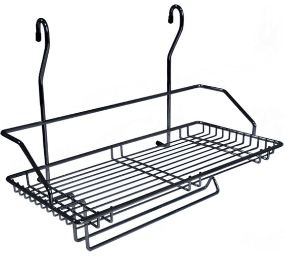 Изображение товара Полка одинарная с держателем для полотенца MF QCWJ220-2 ALBA 375x190x310 мм, черный матовый 483929v