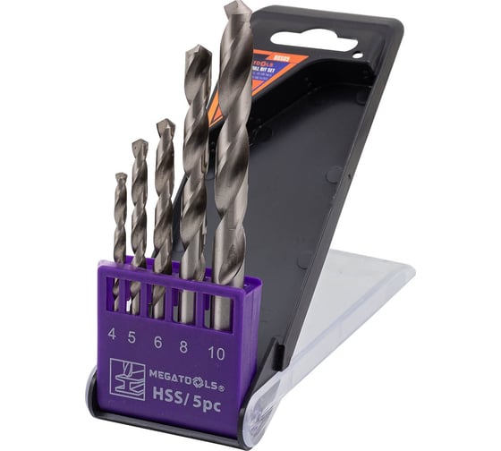 Изображение товара Сверла по металлу MEGATOOLS набор 5 предметов (4-6, 8, 10 мм) MT-DBS05(60711)
