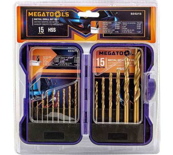 Изображение товара Сверла по металлу MEGATOOLS набор 15 предметов MT-924U15(60707)