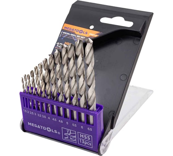 Изображение товара Сверла по металлу MEGATOOLS набор 13 предметов (1.5-6.5 мм) MT-DBS13(60713)