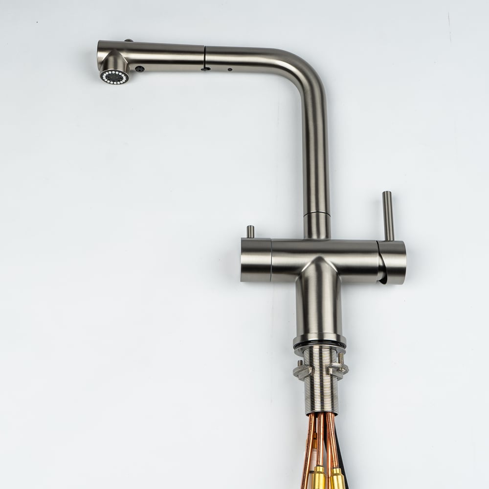 Изображение товара Смеситель для кухни Grandex AQUA Integra-SP SAT 902049 нержавеющая сталь выдвижной