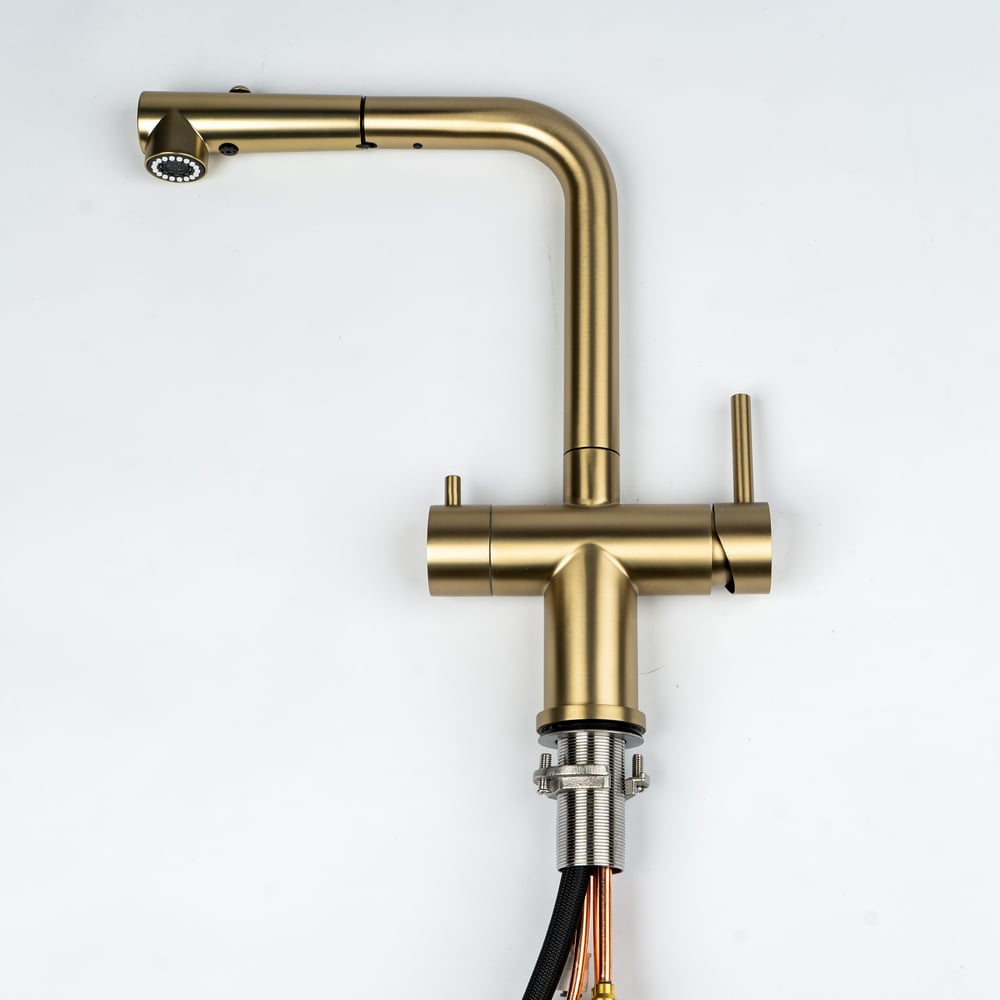 Изображение товара Смеситель для кухни Grandex AQUA Integra-SP GOLD 9020491 однорычажный нержавеющая сталь